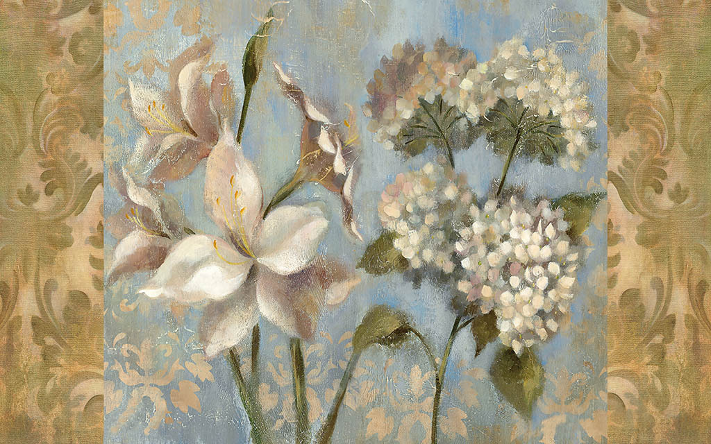 油画复古花卉背景墙