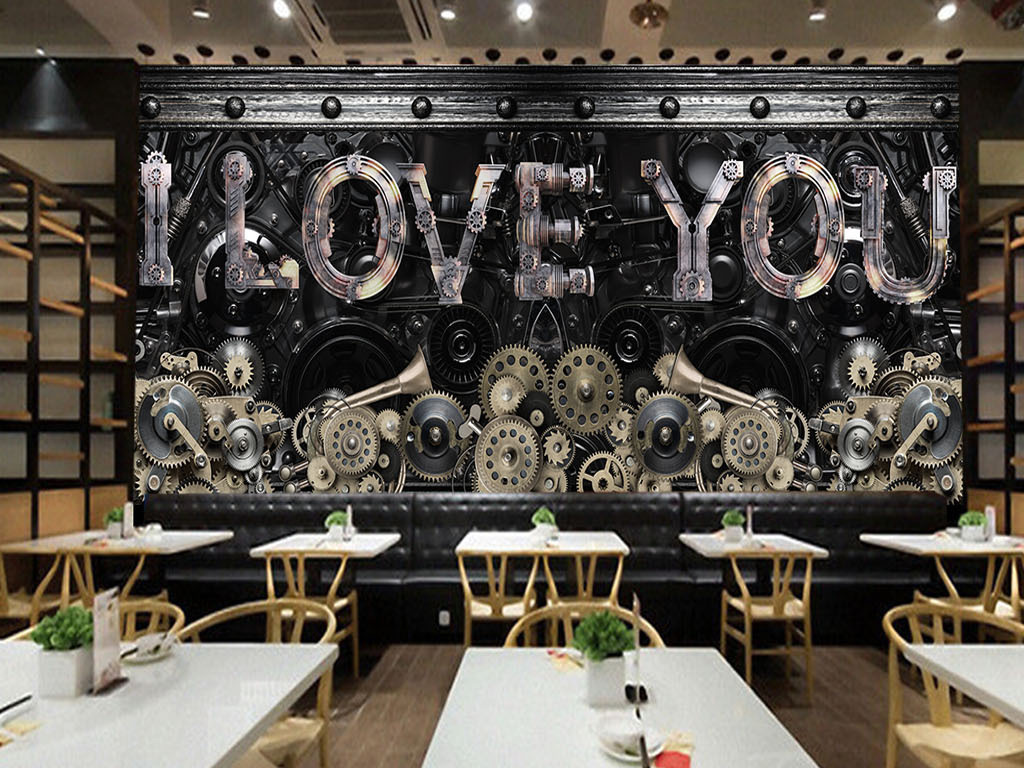 > 超清超大型3d立体工业风金属字母齿轮背景 素材图片参数: 编号