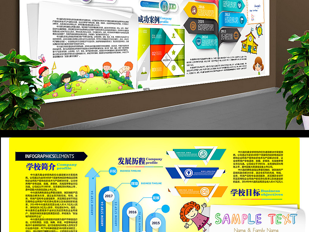我圖網提供精品流行英語學校文化牆早教培訓展板簡介幼兒園展板素材