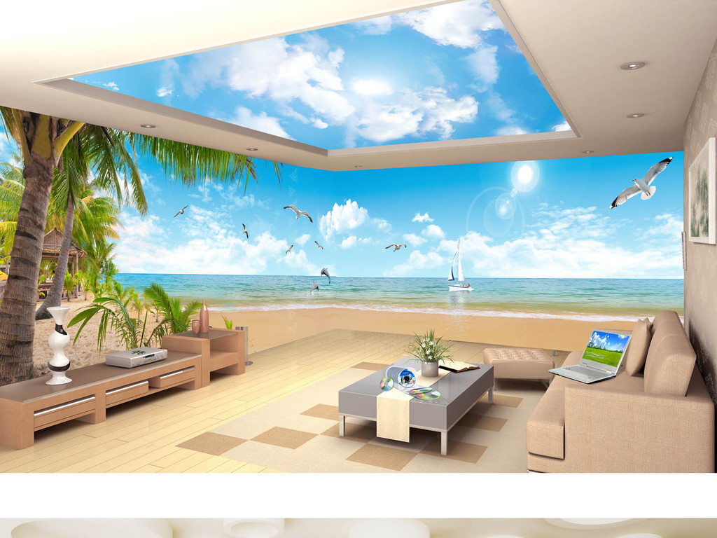 海景房全场景巨幅15米超高清风景画