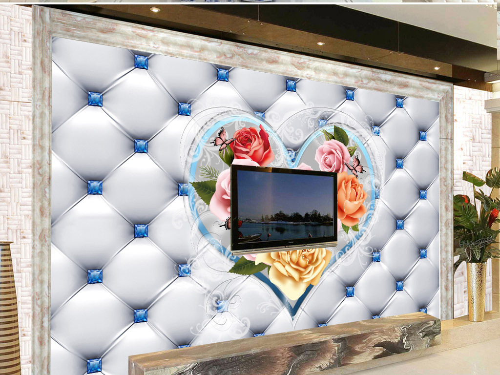 欧式奢华钻石软包背景墙