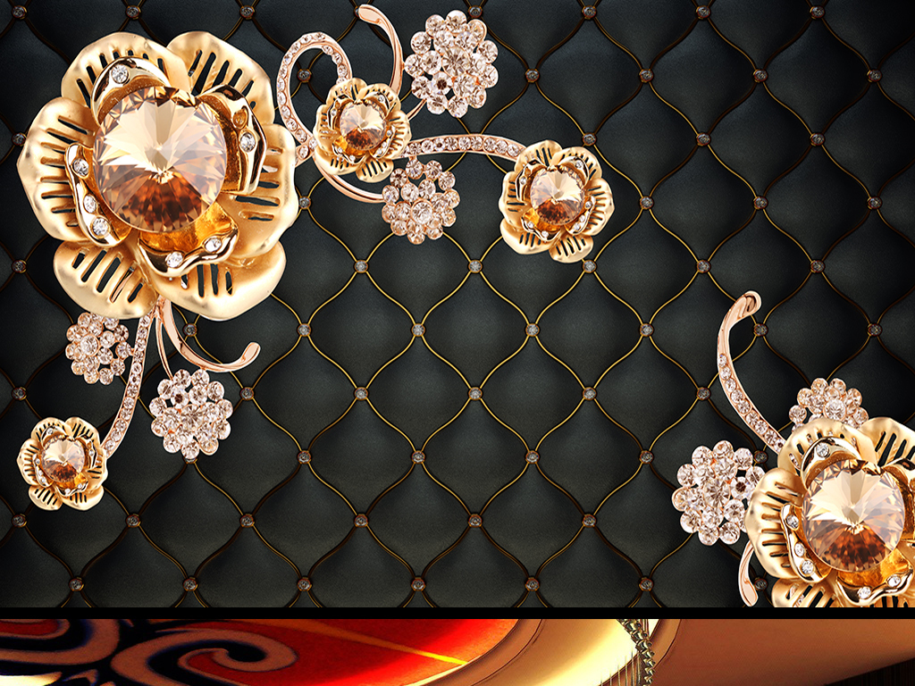 钻石花朵豪华软包背景墙