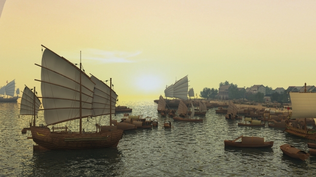 古代港口码头古代商船商队下西洋3d模型