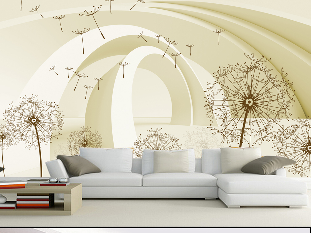 3d空间蒲公英电视背景墙壁画图片设计素材_高清psd模板下载(52.