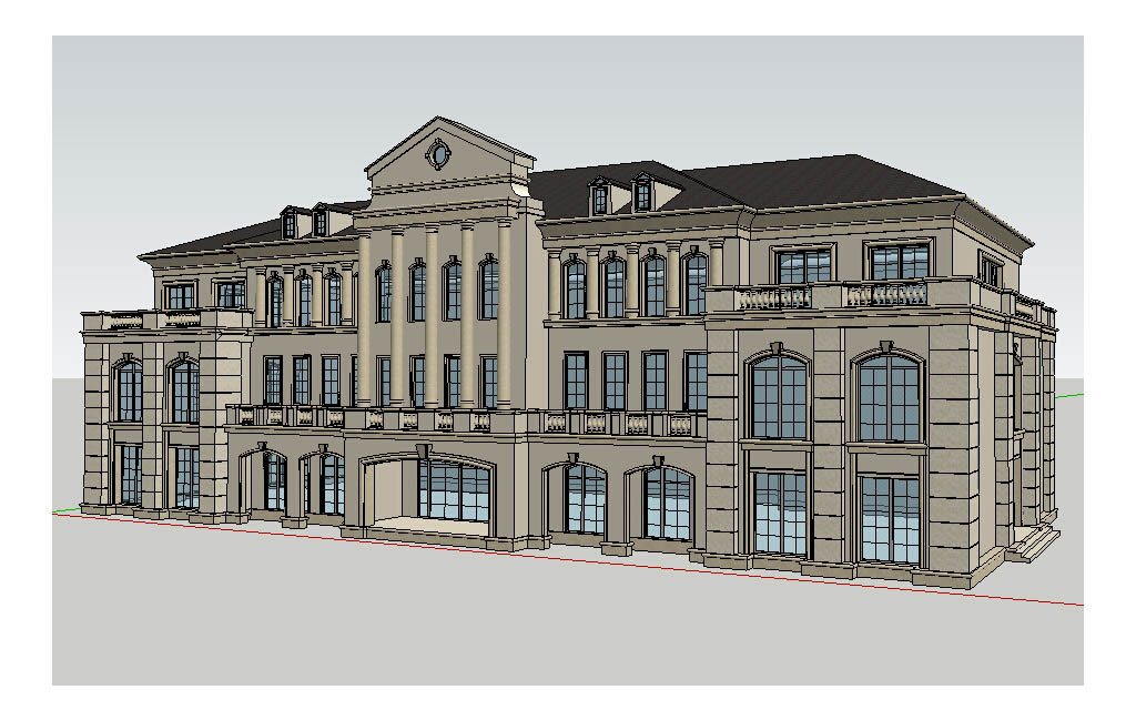 欧式办公楼模型建筑草图大师su模型