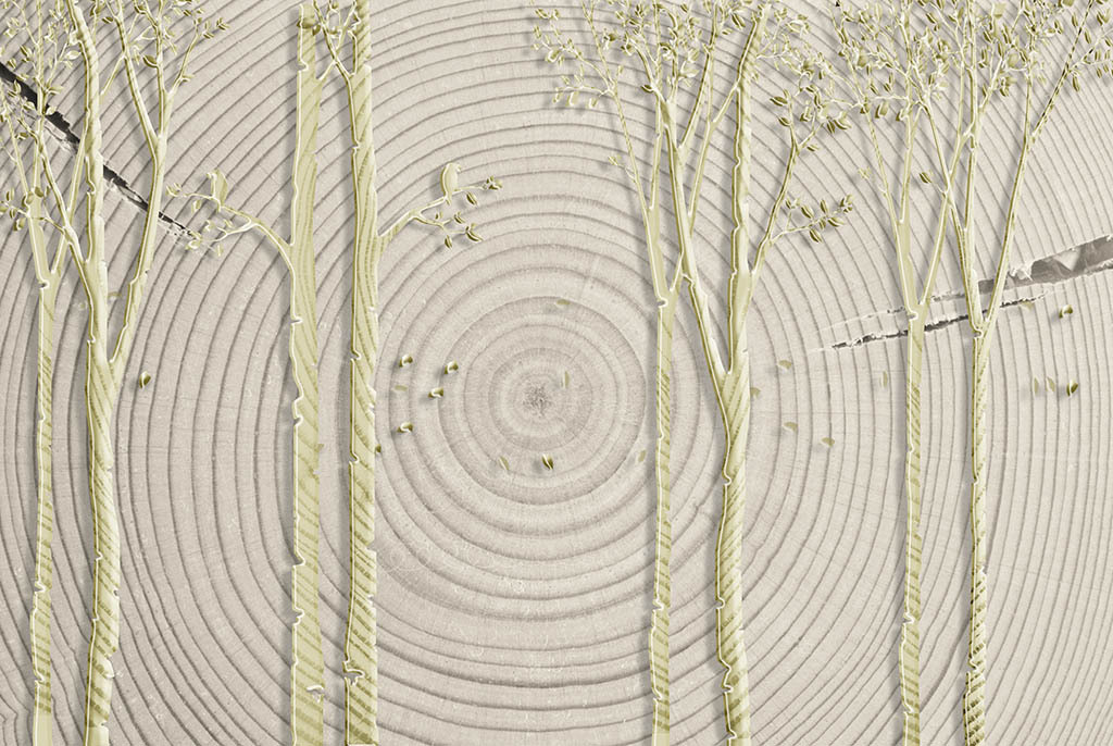 树林北欧风树轮背景墙