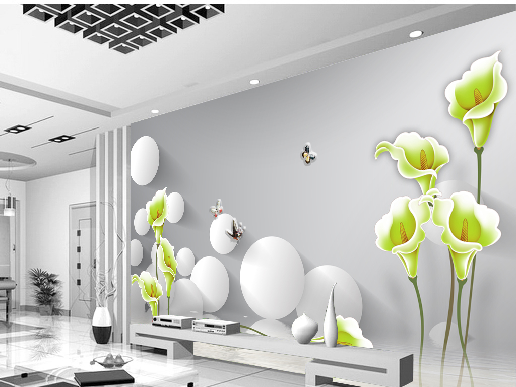3d圆球花卉立体简约电视背景墙壁画图片设计素材_高清psd模板下载(34.