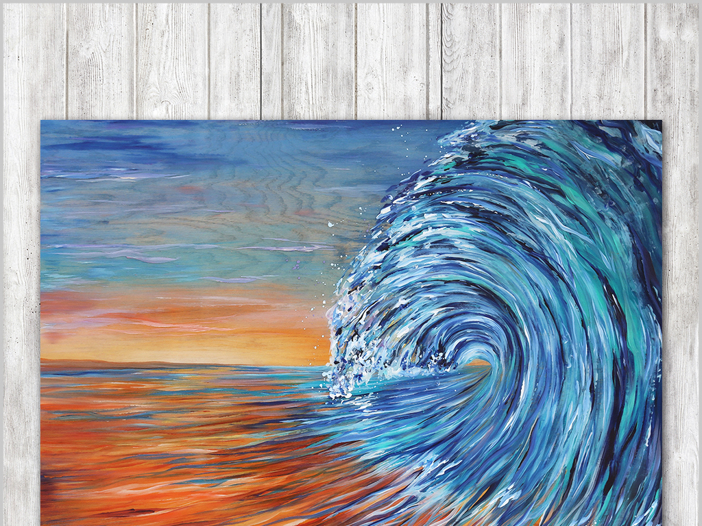 北欧现代简约抽象大海水彩画无框装饰画