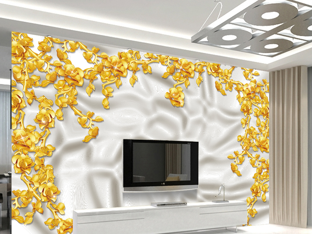 高档黄金电视背景墙