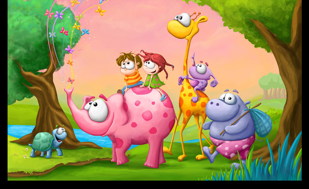 卡通可爱动物背景墙壁画图片设计素材_高清模板下载(41.