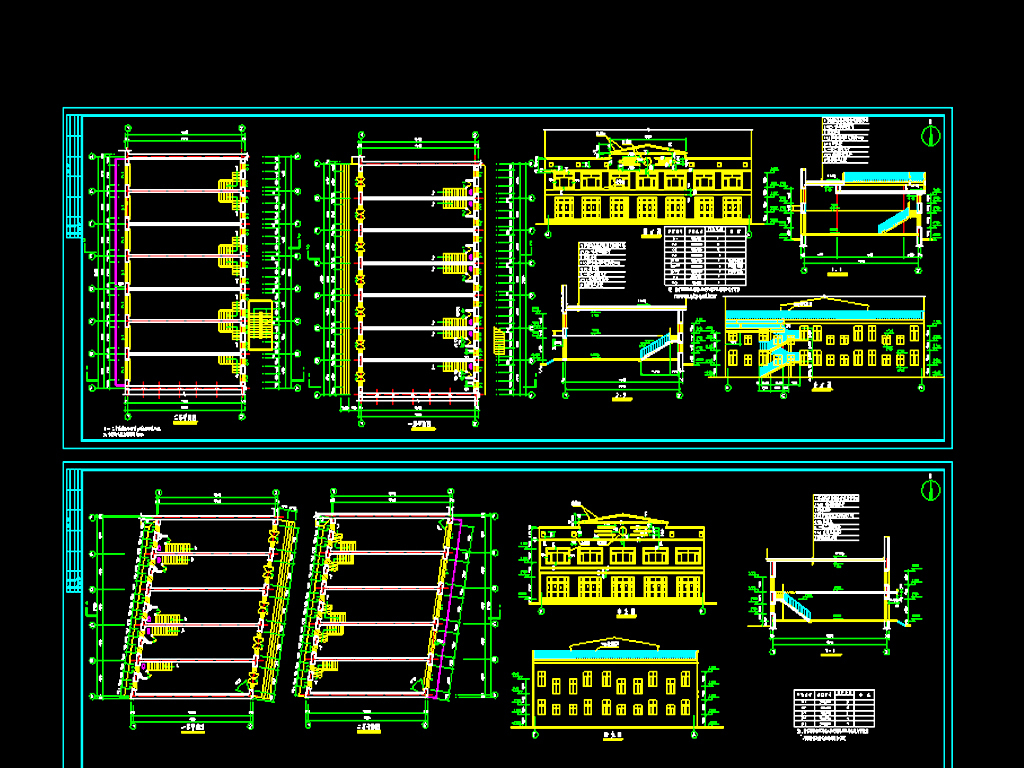 cad图纸  建筑图纸 > 三栋二层临街小店面建筑施工图 版权图片 设计师