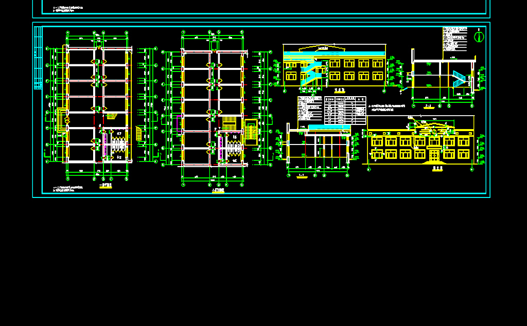 三栋二层临街小店面建筑施工图图片下载dwg素材-建筑图纸-我图网