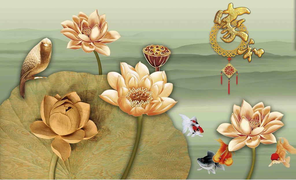 家和荷花(图片编号:16106462)_电视背景墙_我图网