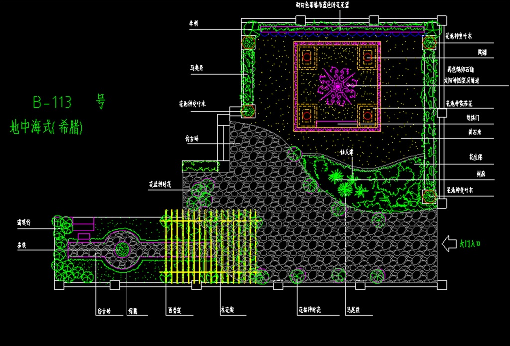 別墅庭院景觀綠化環境cad規劃平面圖平面設計圖下載(圖片2.