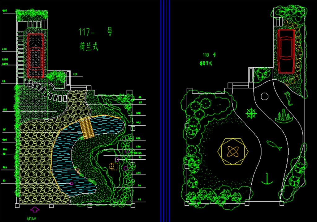 别墅庭院景观绿化环境cad规划平面图