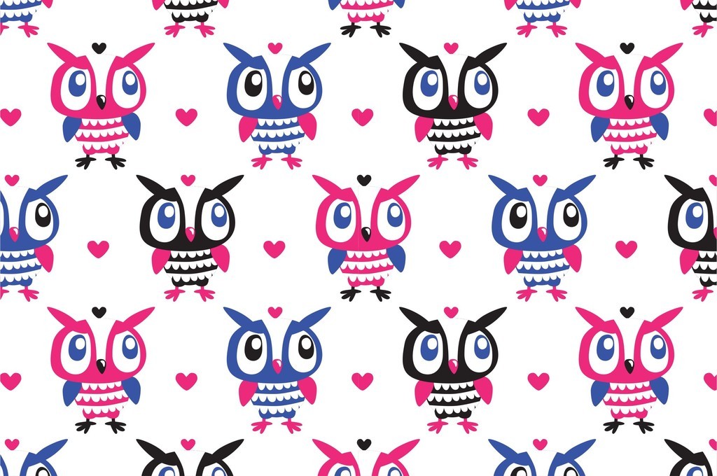 可爱小清新艺术猫头鹰儿童印花图案ai矢量
