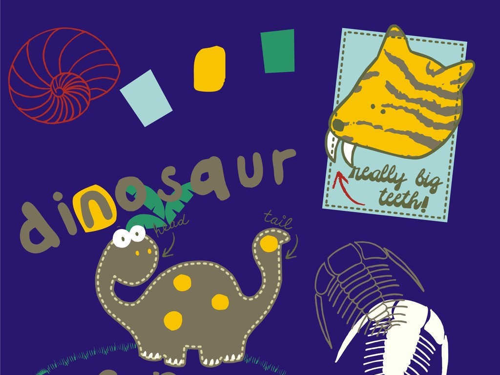 卡通图案插画场景画平面设计素材图文组合