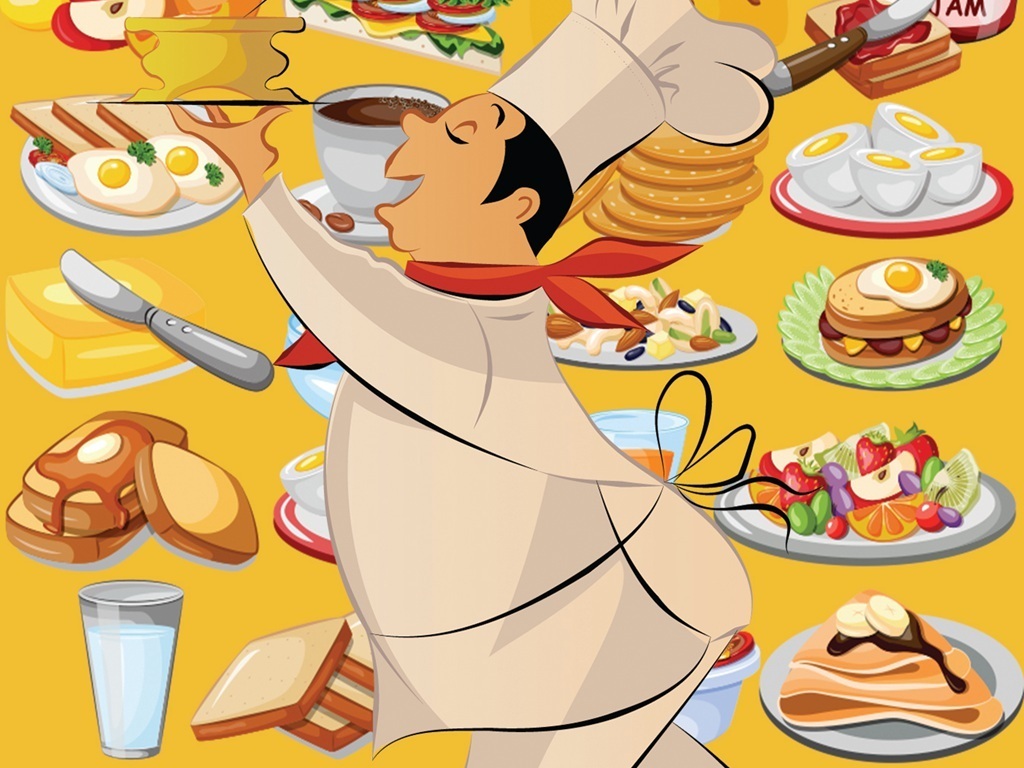 卡通厨师享受美食海报设计psd