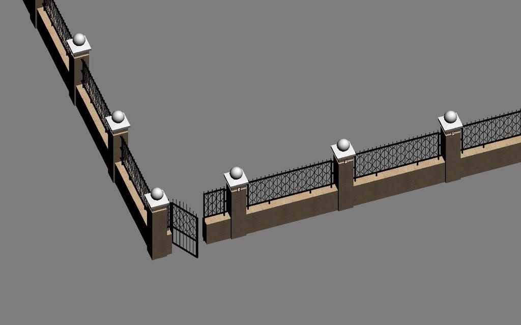 原創鐵藝圍牆3d模型效果圖