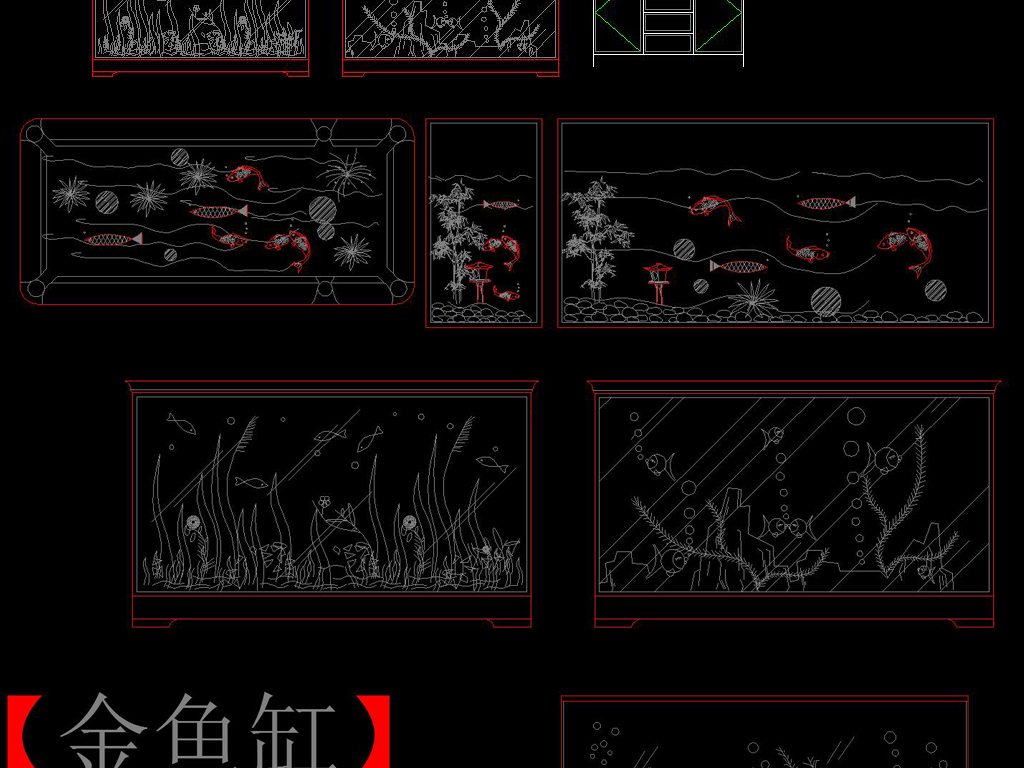 新款魚缸cad素材cad立面下載-編號16237331-其他-我圖網