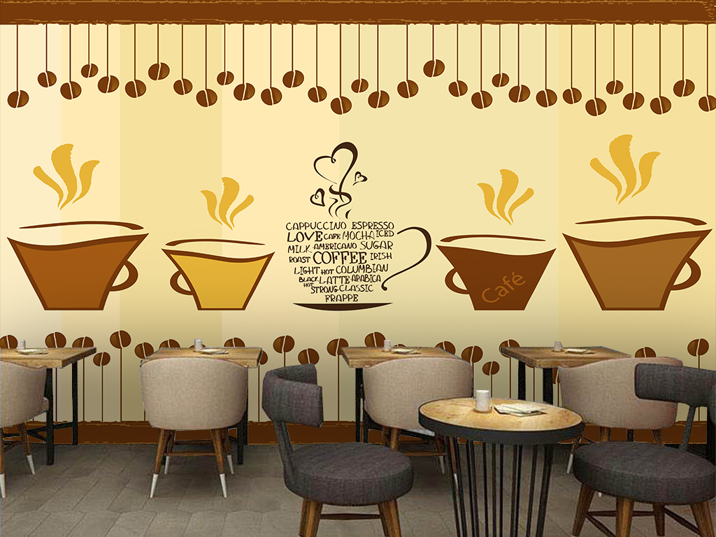 简约咖啡厅装饰画背景墙