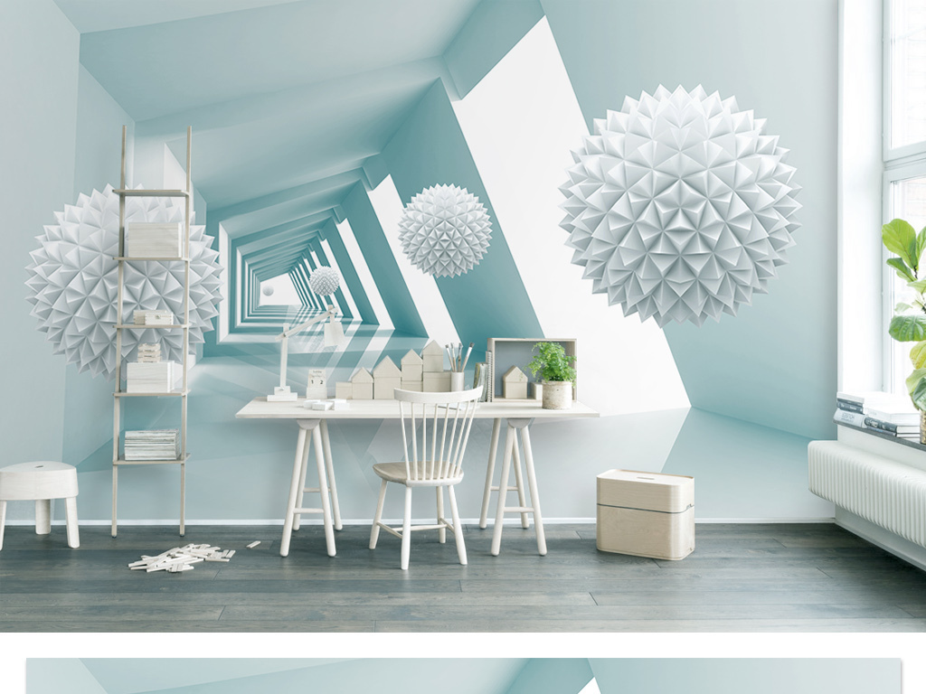 3d立体圆球抽象建筑空间现代感电视背景墙