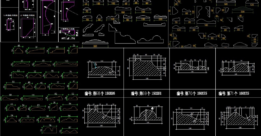 石材线条cad图库平面设计图下载(图片4.