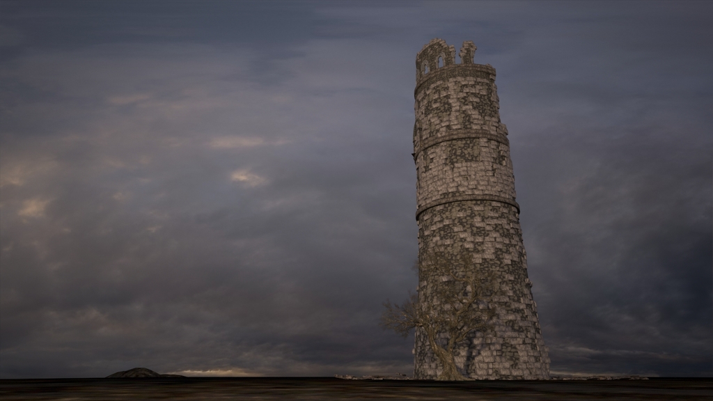 黑暗古石塔建筑3d模型