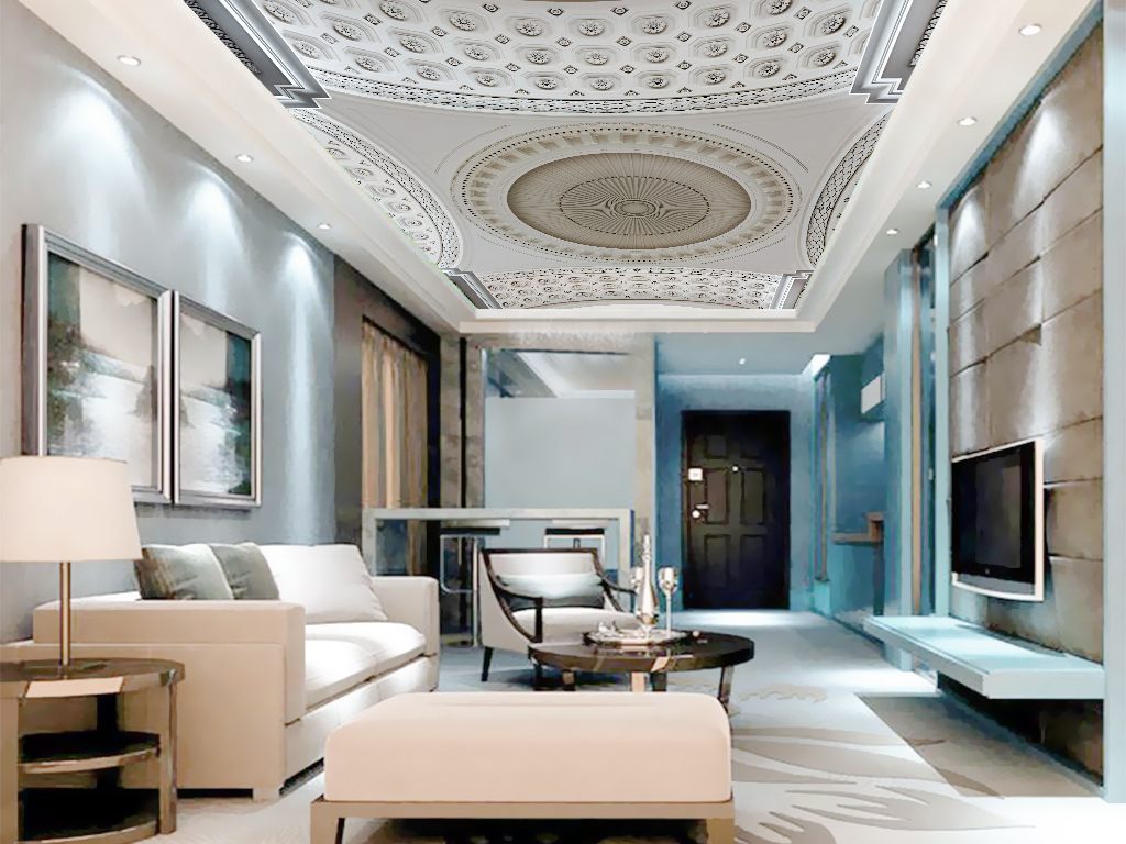 3d立体欧式浮雕花纹吊顶