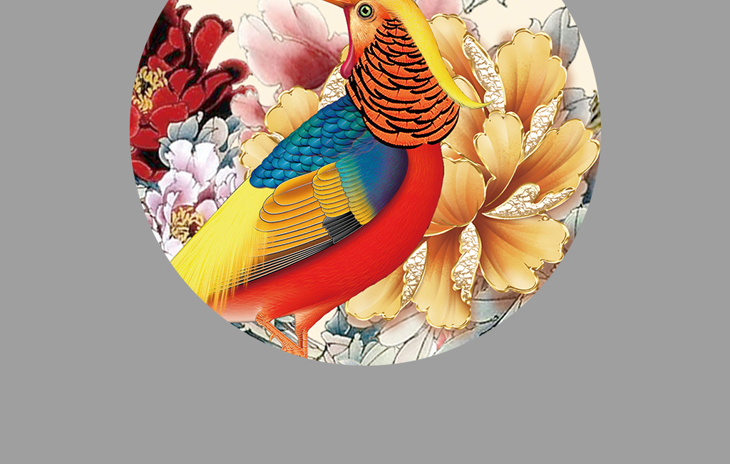 花开富贵牡丹国画背景墙