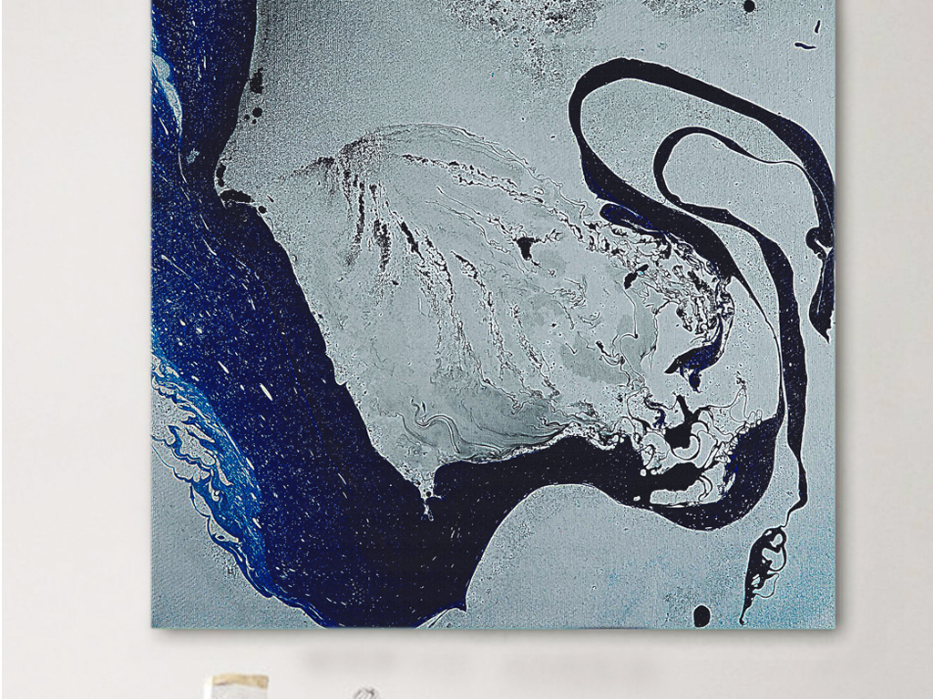 蓝色抽象画文理简约创意