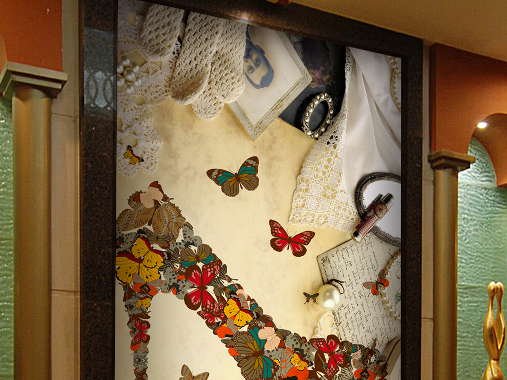 怀旧高档鞋店高跟鞋商场橱窗工装玄关