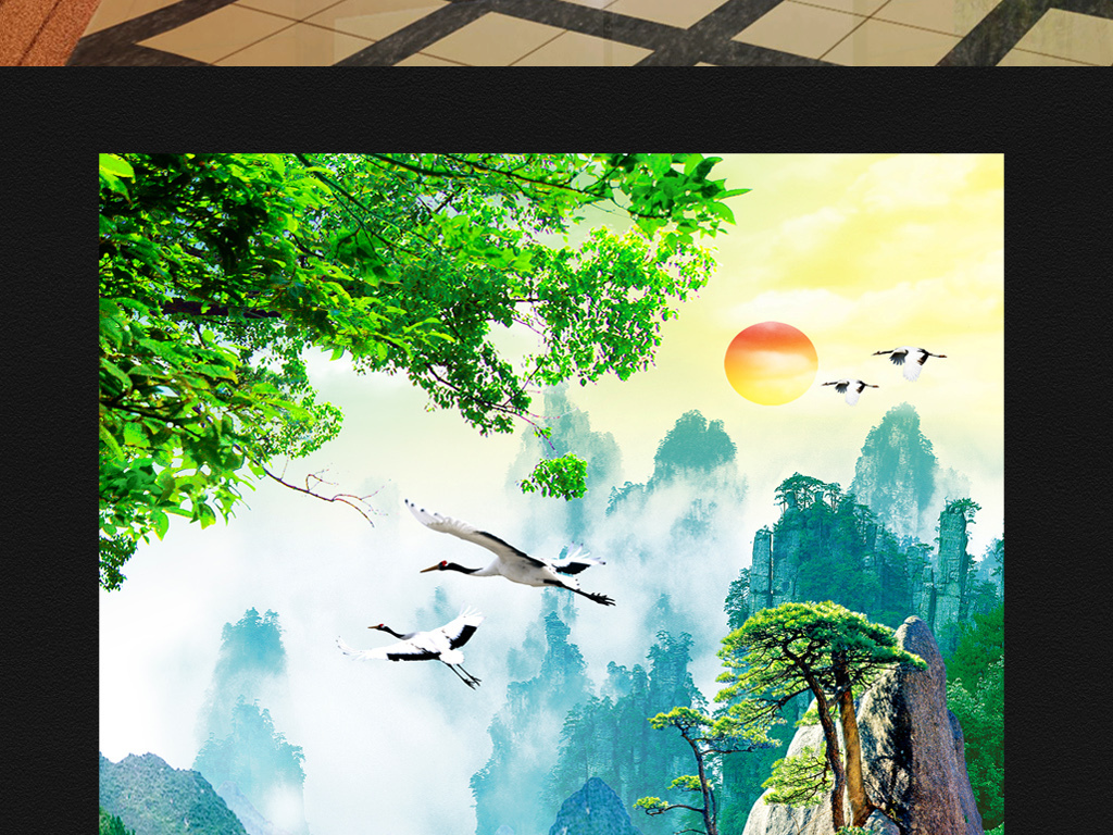 16383295)_山水花鸟玄关图_我图网