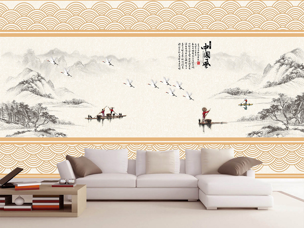 16389214)_中式电视背景墙_我图网