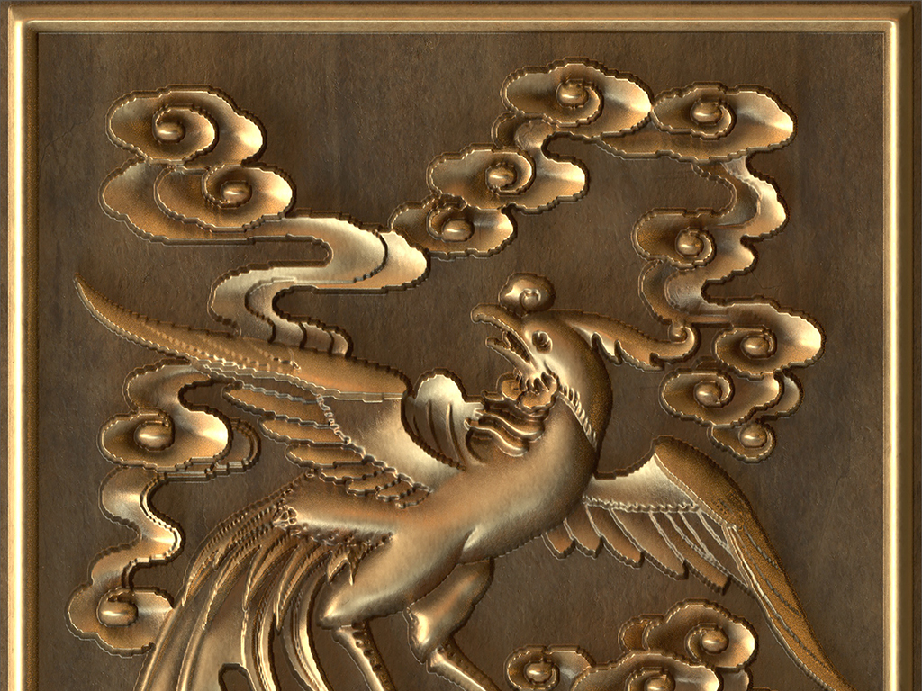 浮雕铜雕金雕古铜祥云凤凰凤舞九天有凤来仪文化墙3d立体酒店前台大堂