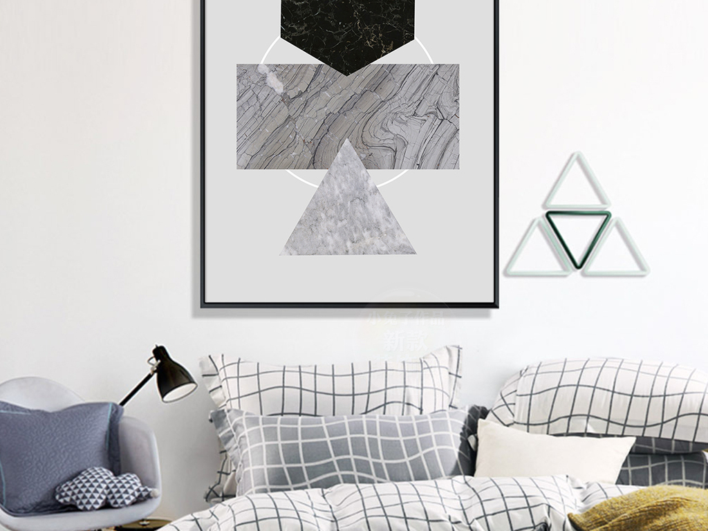 北欧抽象简约几何线条图案装饰画