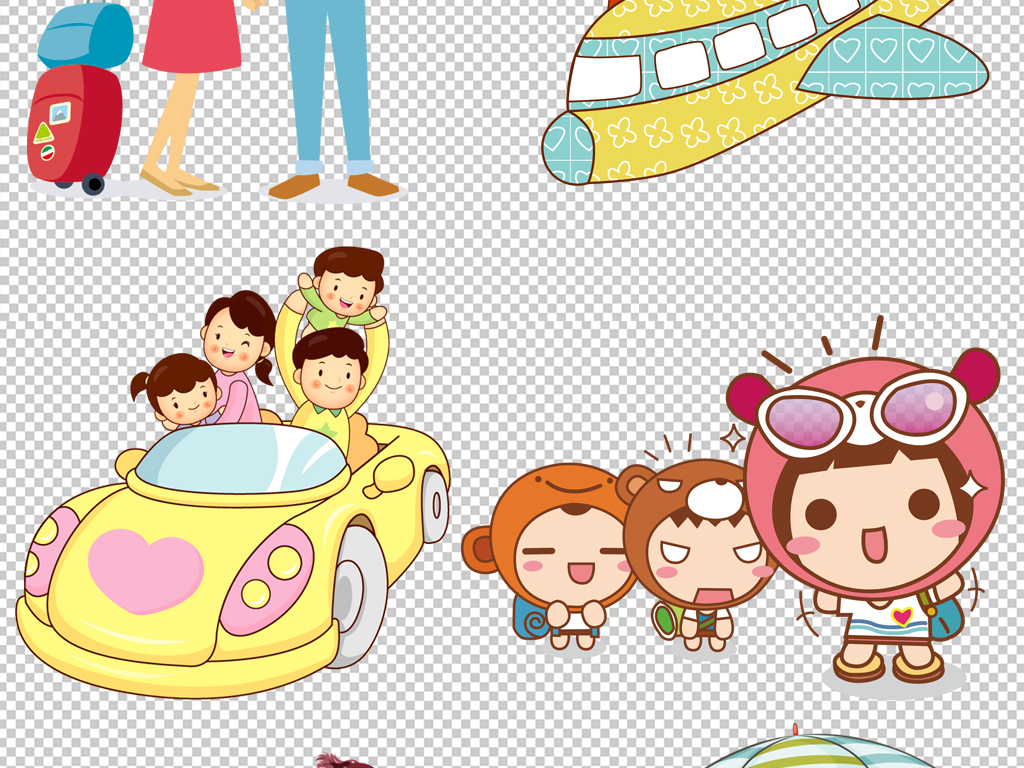 旅游的卡通图片-矢量卡通图片-去郊游的卡通图片-看彩虹的卡通图片