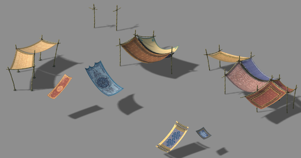 各种古代遮阳棚户外布棚3d模型