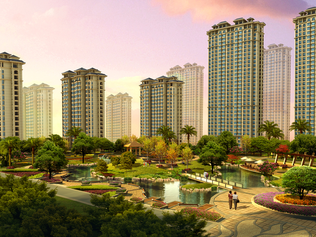 小区景观鸟瞰3d模型加ps全套