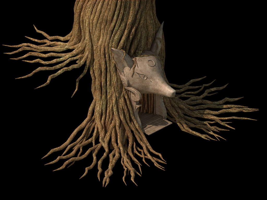 3d树根狐狸洞模型狐狸洞穴