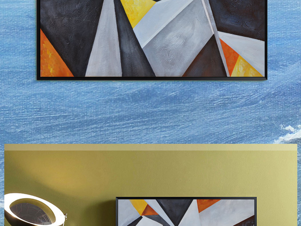 纯手绘现代几何抽象装饰油画