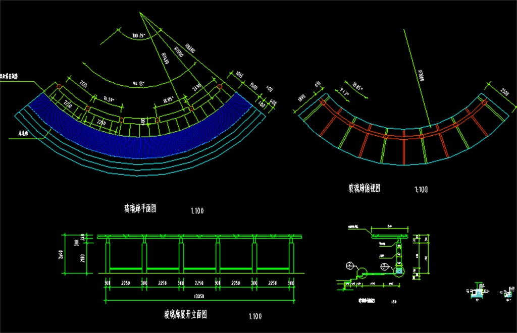 玻璃廊cad大样设计图