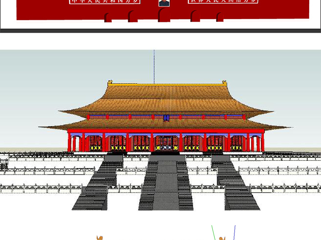 天安門故宮午門等su模型3d素材下載 - 編號16567272 - 我圖網3d模型庫