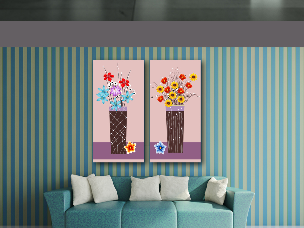 手绘花卉无框画