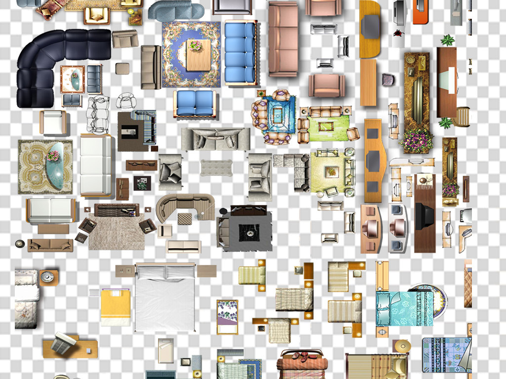 ps彩色平面图素材-ps平面图素材-亭子平面图ps素材-ps室内平面图素材