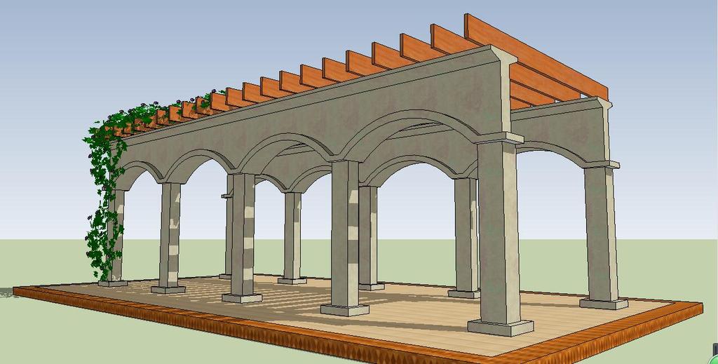 古典欧式风格廊架花架花廊su模型