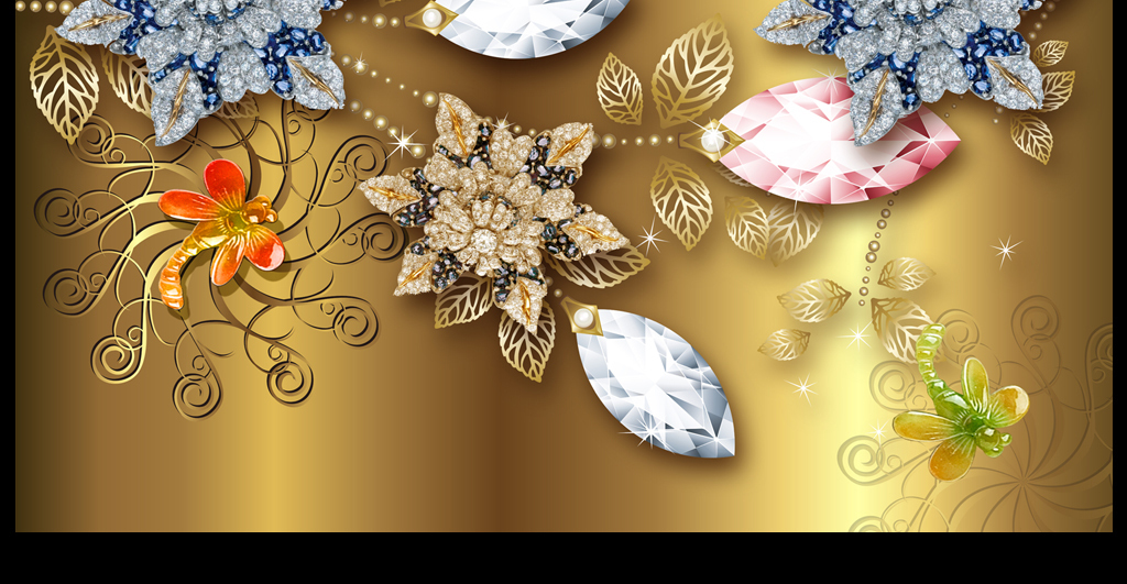 奢华富贵黄金珠宝背景墙