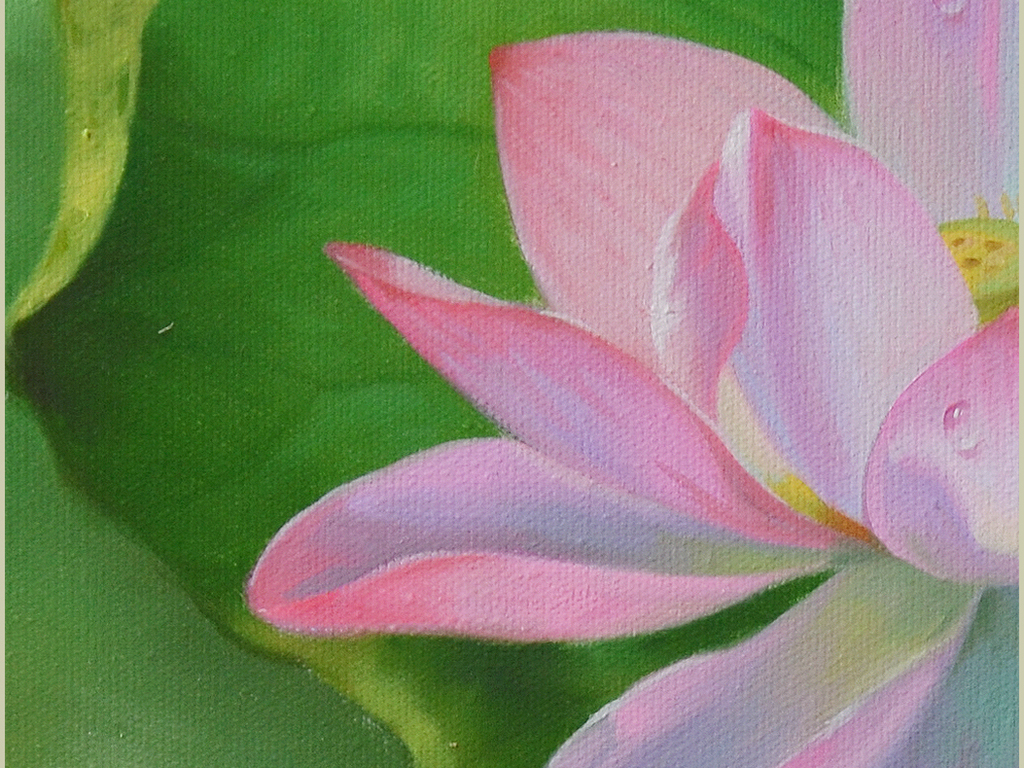 新中式工笔荷花艺术纯手绘组合装饰油画