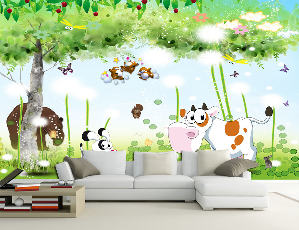 唯美儿童房唯美风景卡通儿童房壁画