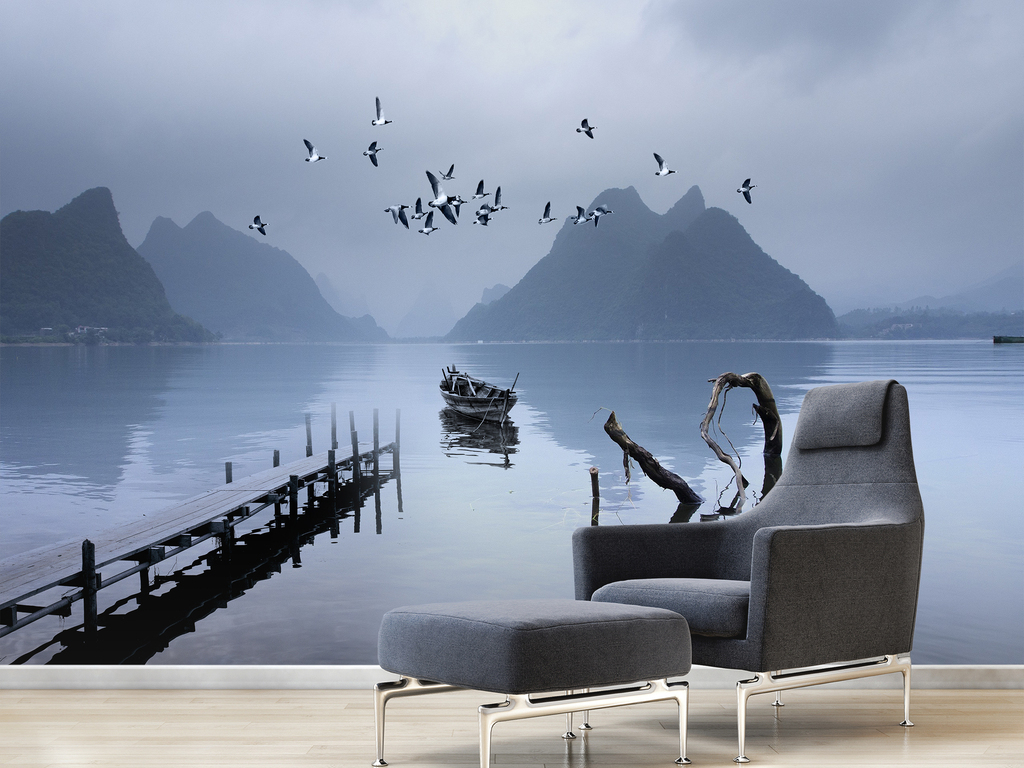 新中式意境山水风景客厅背景墙装饰画